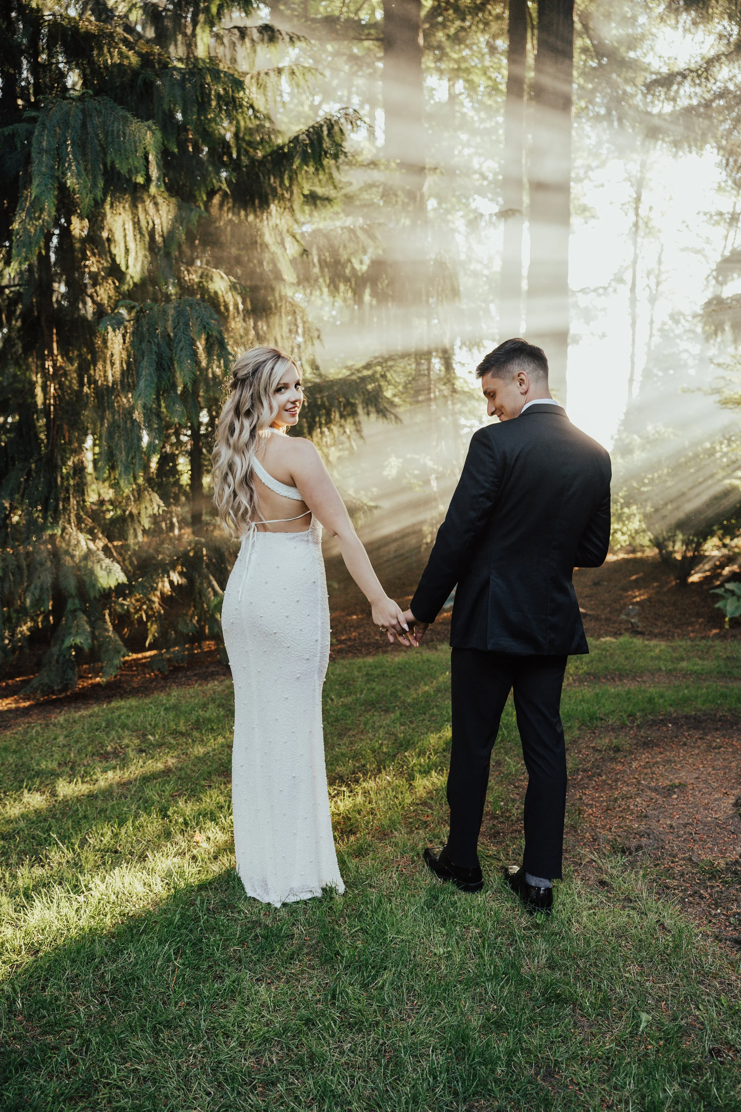 Golden hour wedding at Evergreen Gardens.