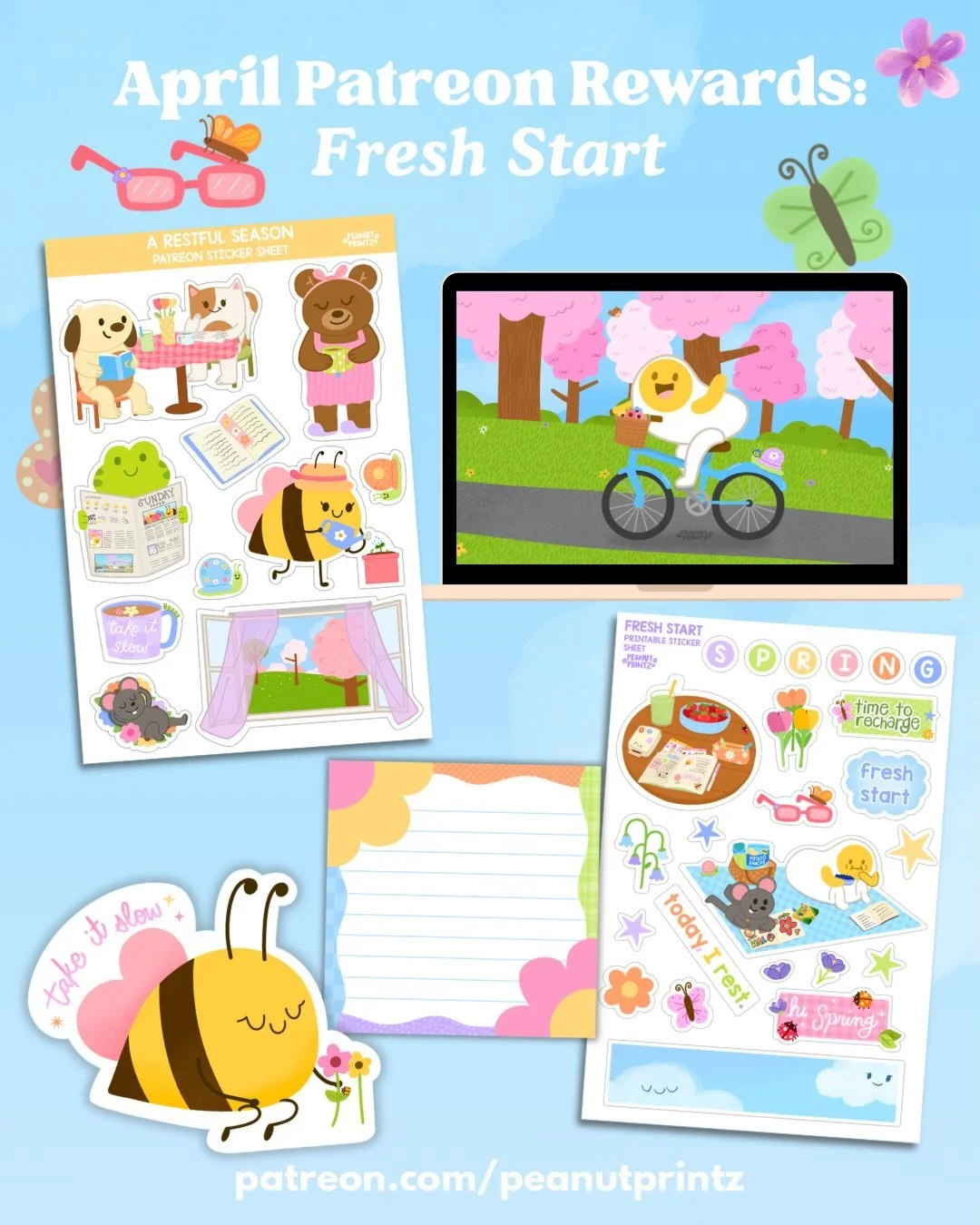 It&rsquo;s spring! A season to recharge and bloom! 

This month&rsquo;s theme is about reminding us to take time for ourselves and do the things that helps us recharge. 🥰

Sign up anytime this month to get these goodies!

#stickermail #stickerclub #