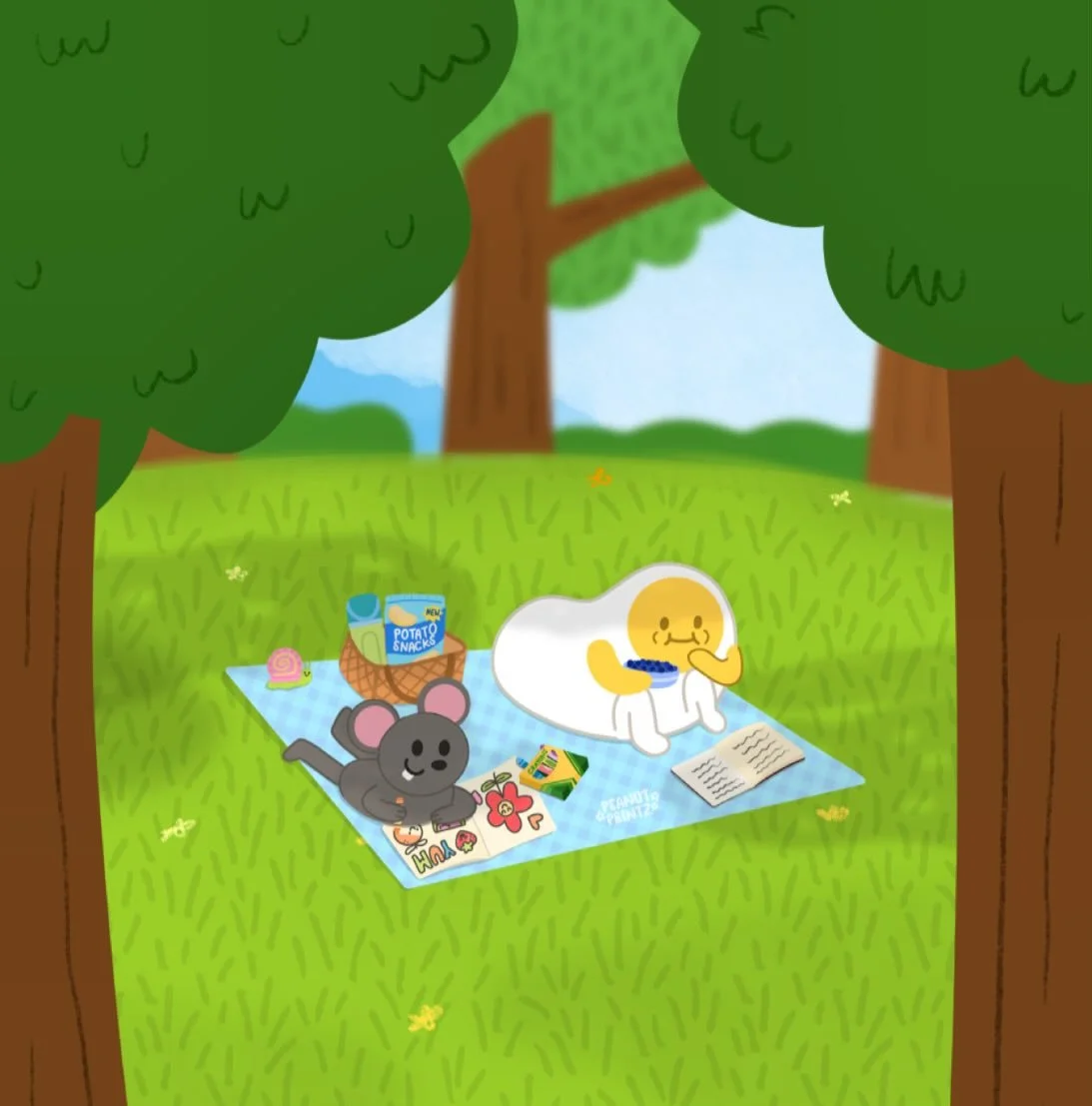 Springtime picnics are lovely. 🙂&zwj;↕️

Minus the allergies afterwards. 😅 I hope April was kind to you and let May be filled with so many good days and happy memories. 💖

#happyart #procreateillustrations #cuteartstyle