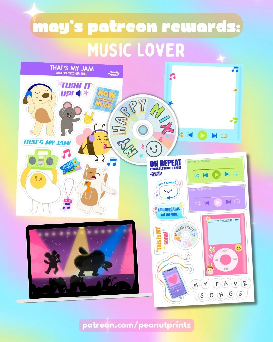 May&rsquo;s theme is&hellip; Music Lover! 💿

I accidentally made this a Y2K theme, but hey! In my opinion we had the best way to consume music. Our grandparents records, parents cassettes, our CDs, the radio and TV channels dedicated to music videos