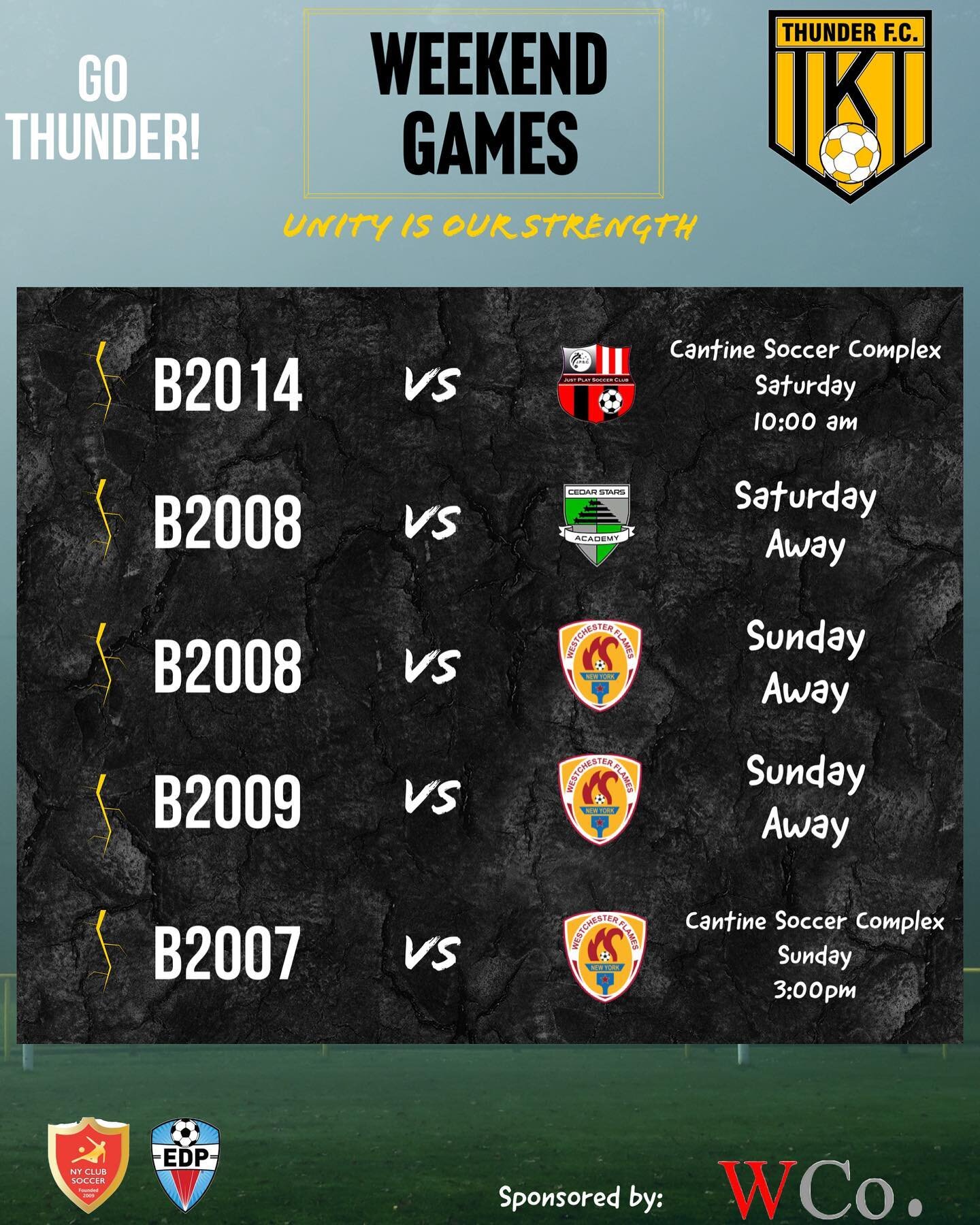 Weekend games! 
Vamos Thunder ⚡️⚡️⚡️
#supportlocalsoccer