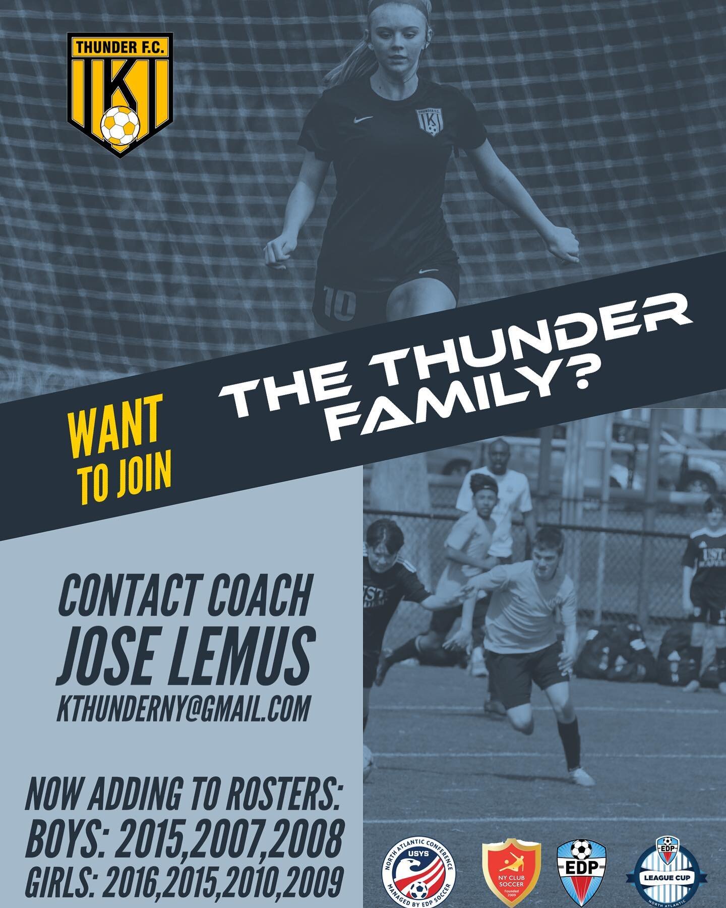 Interested in joining one of our teams? 

Please contact coach Jose Lemus at kthunderny@gmail.com for more information.