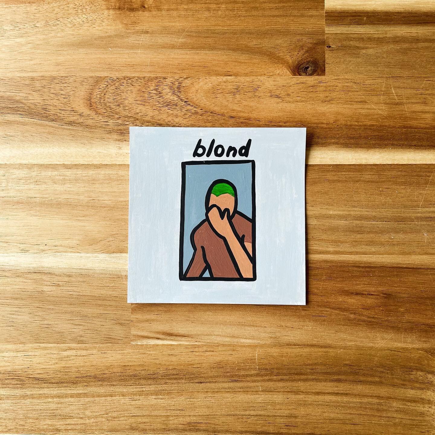 (89/100) Album &ldquo;Blonde&rdquo; by @blonded🔥 Painted with acrylic on 4&rdquo; x 4&rdquo; paper for my #100albumswithlaura project 🌈

Fave song &ldquo;Pink + White&rdquo; is so smooth 🥰

Scroll to see the original 🤍 Comment below what album co