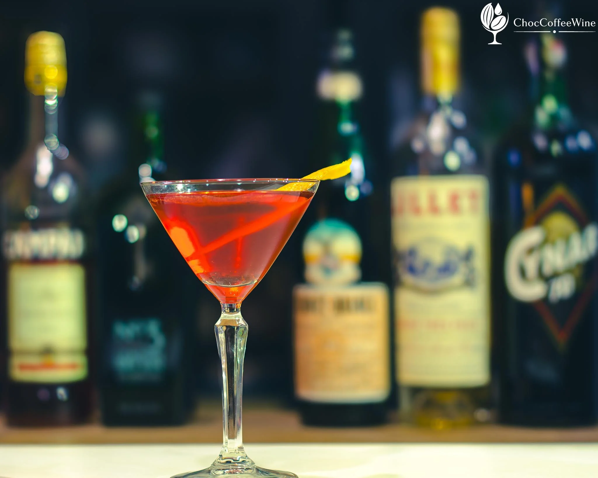 Eeyore’s Requiem riff made with Campari, gin, Lillet Blanc, Cynar 70, Fernet-Branca and orange bitters
