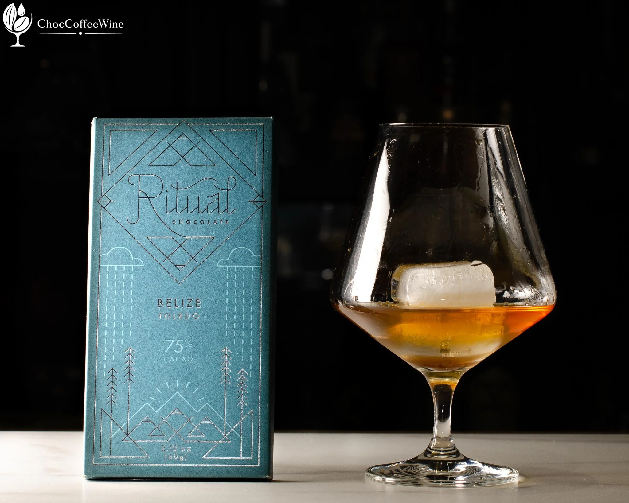 Nikka whisky Sazerac variation paired with 75 percent Belizean dark chocolate