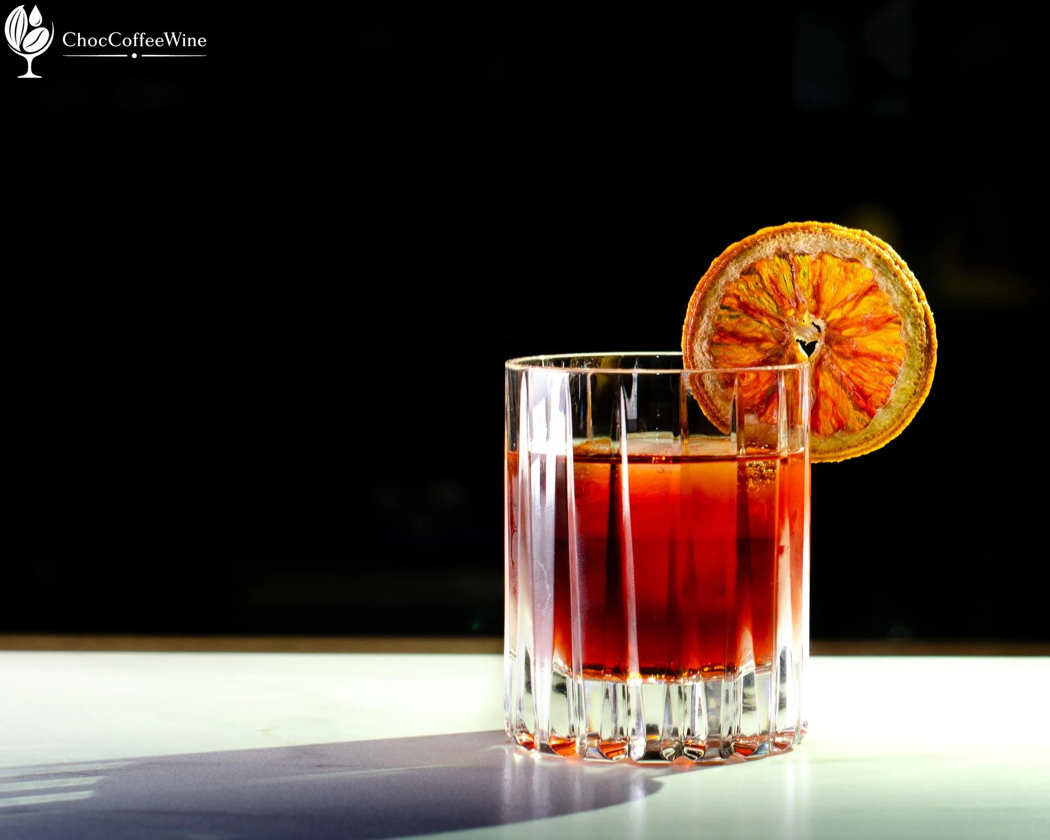 Classic Negroni made with Edinburgh Gin, Campari and sweet vermouth with an orange garnish