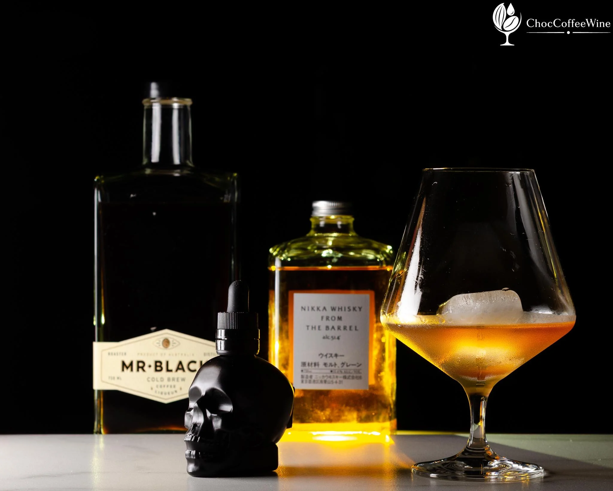 Sazerac riff made with Nikka From the Barrel, tropical bitters, demerara sugar and a coffee-liqueur rinse