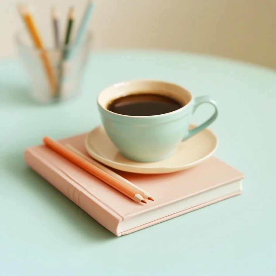 emiliehaugelund_a_still_life_note_book_pencils_coffee_unreal_st_12ede64f-6a2a-4890-b470-57ffbc284e18.jpeg