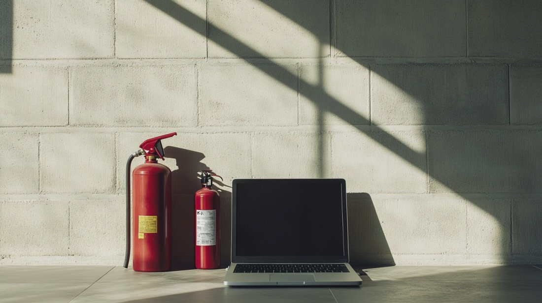 emiliehaugelund_a_still_life_of_a_laptop_and_a_fire_extinguishe_e0167d04-92b4-420d-a512-5562593d6dc1.jpeg