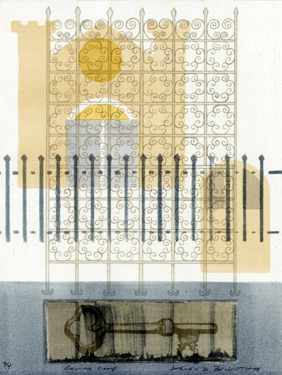CHURCH GATE, Lithograph, 11 x 8.5 inches