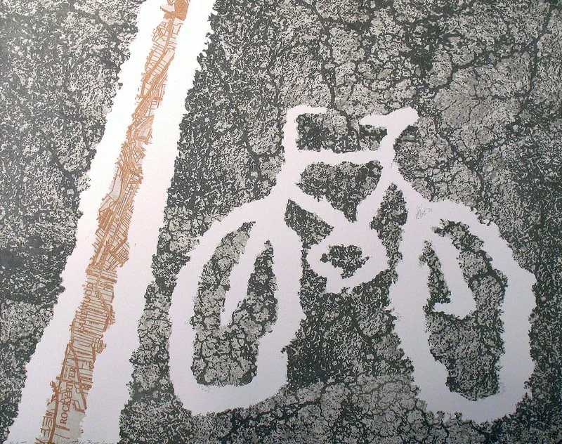 STAY IN THE BIKE LANE, Lithograph, 16 x 20 inches