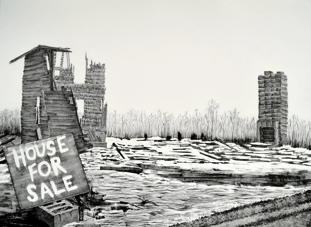 FIRE SALE - HOUSE FOR SALE, Lithograph, 15 x 20 inches
