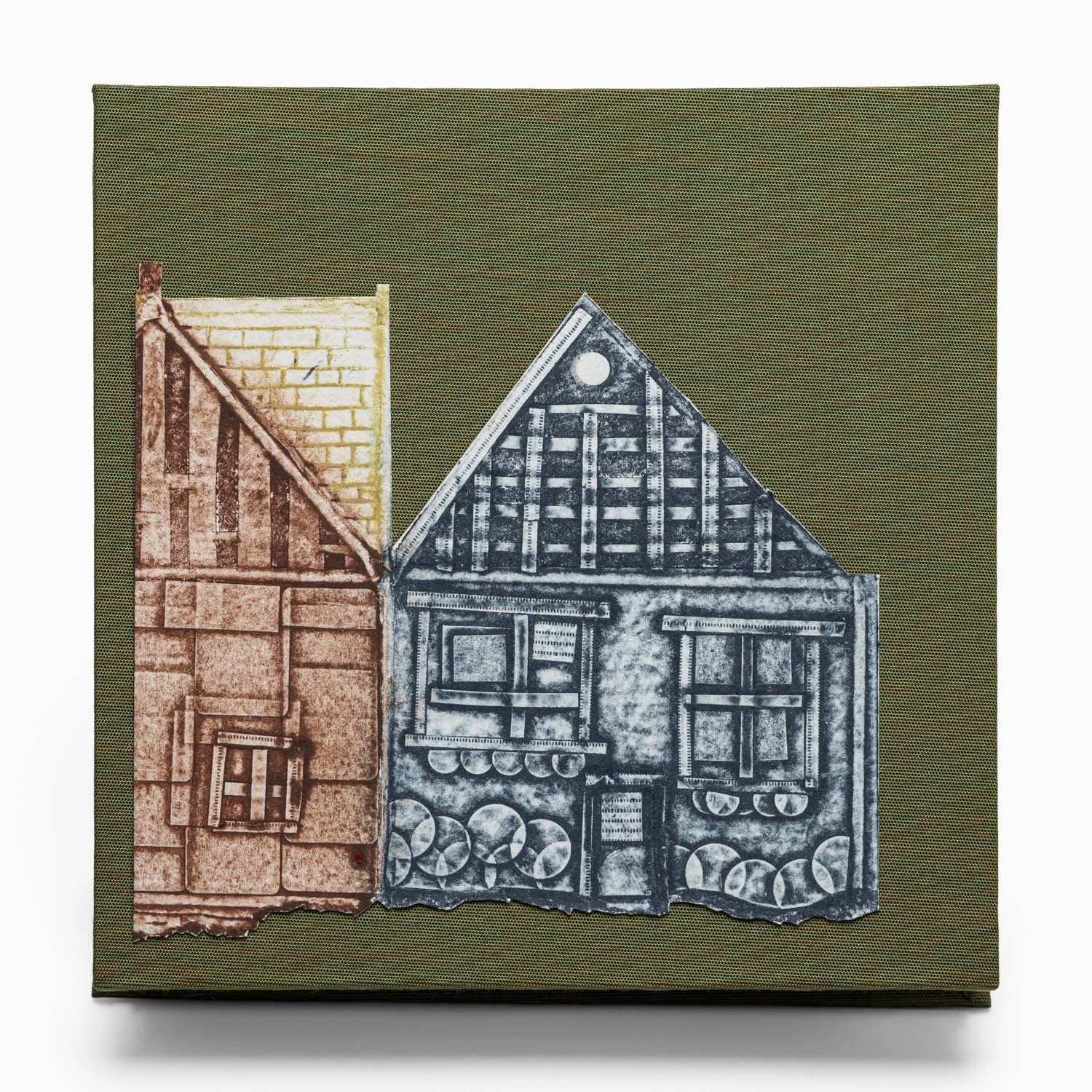 VIEW OF BOOK COVER: Hand printed street scenes from Taiwan, featuring buildings, windows, doors, laundry lines, clothing and other symbolic objects, by Master Printer Karen Beckwith.