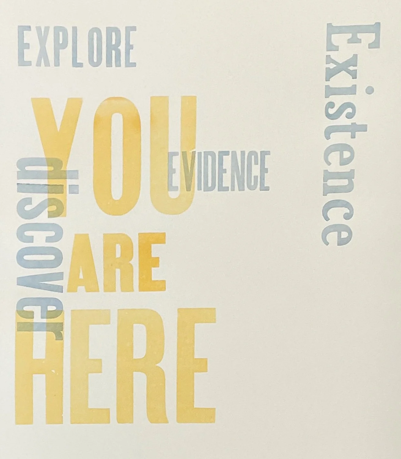 Letterpress print containing text created from multiple wood type faces, by Cleveland artist Karen D. Beckwith..