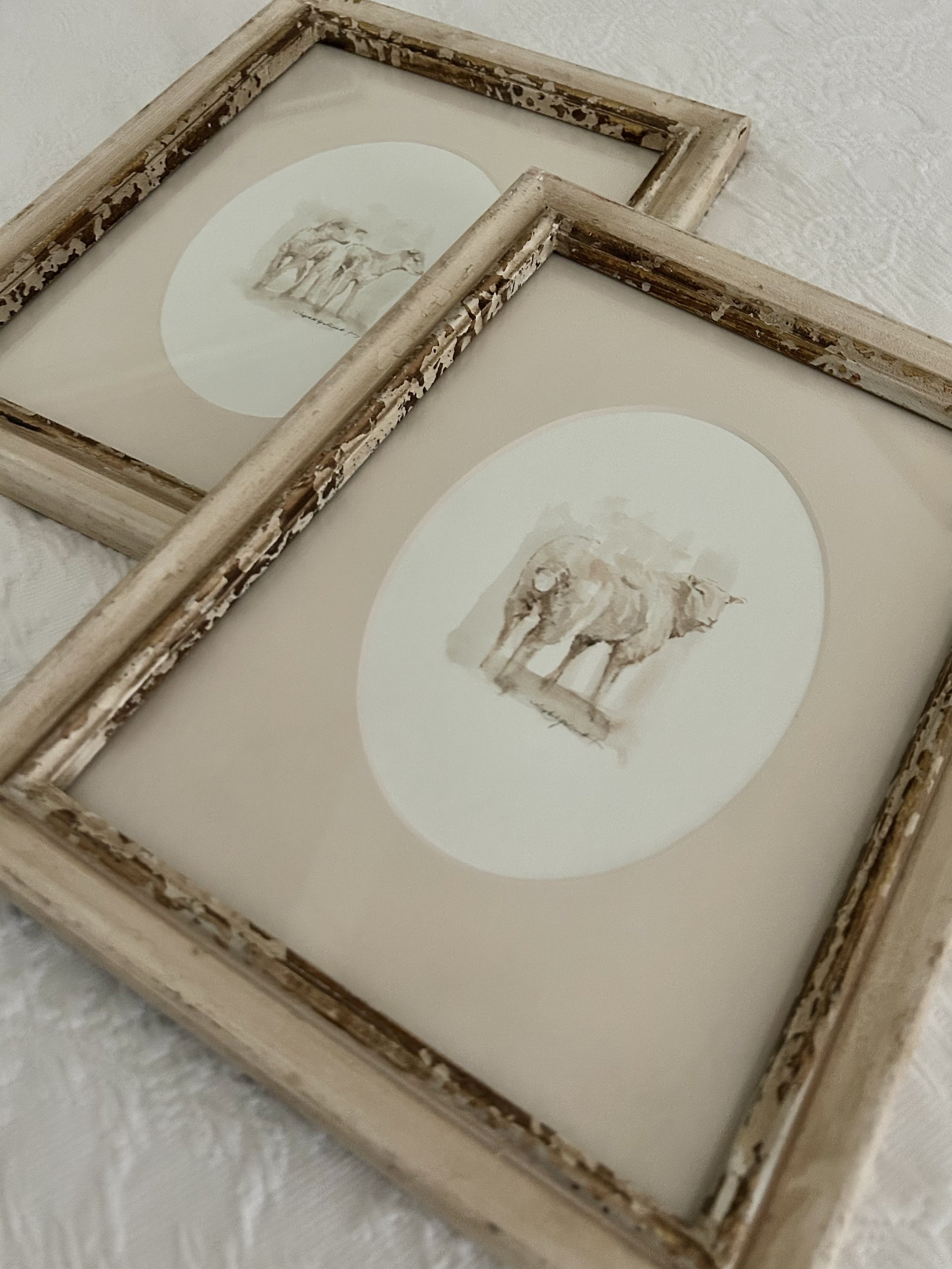 Framed Sepia Sheep