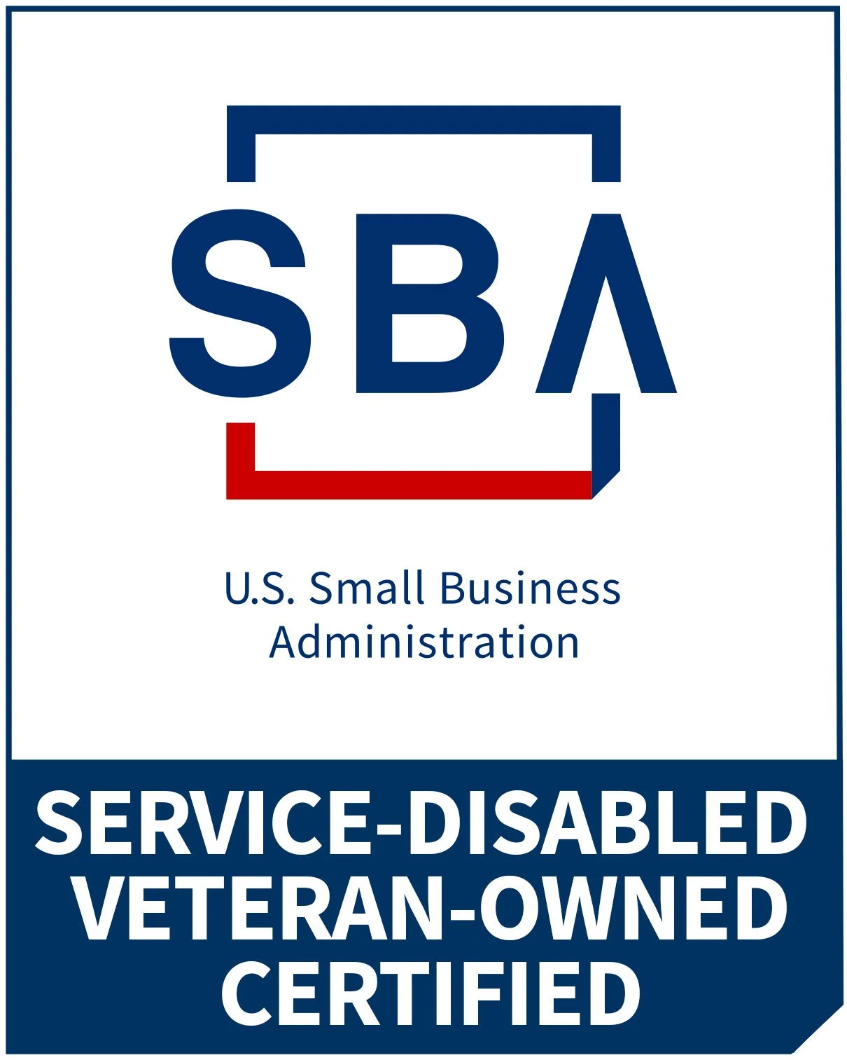 Logo of the U.S. Small Business Administration (SBA) indicating service-disabled veteran-owned certification.