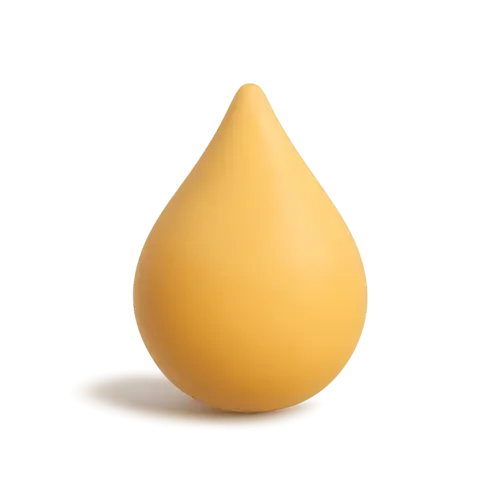 A yellow teardrop-shaped object, possibly a sponge or soap, on a white surface with a black background.