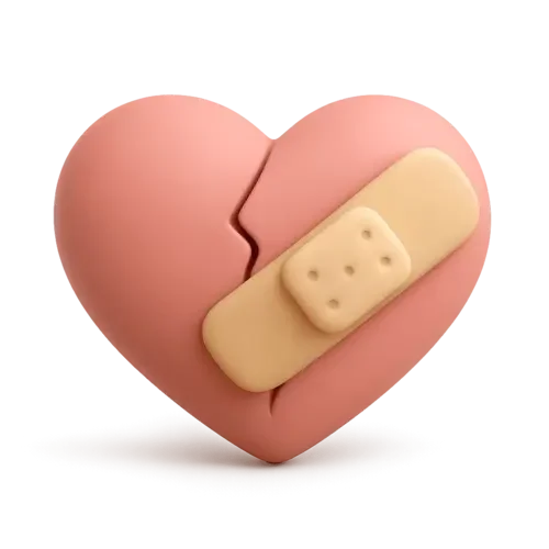 Pink heart with a beige bandage on it.
