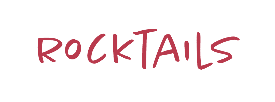 Text reading 'ROCKTAILS' in stylized purple font on black background.
