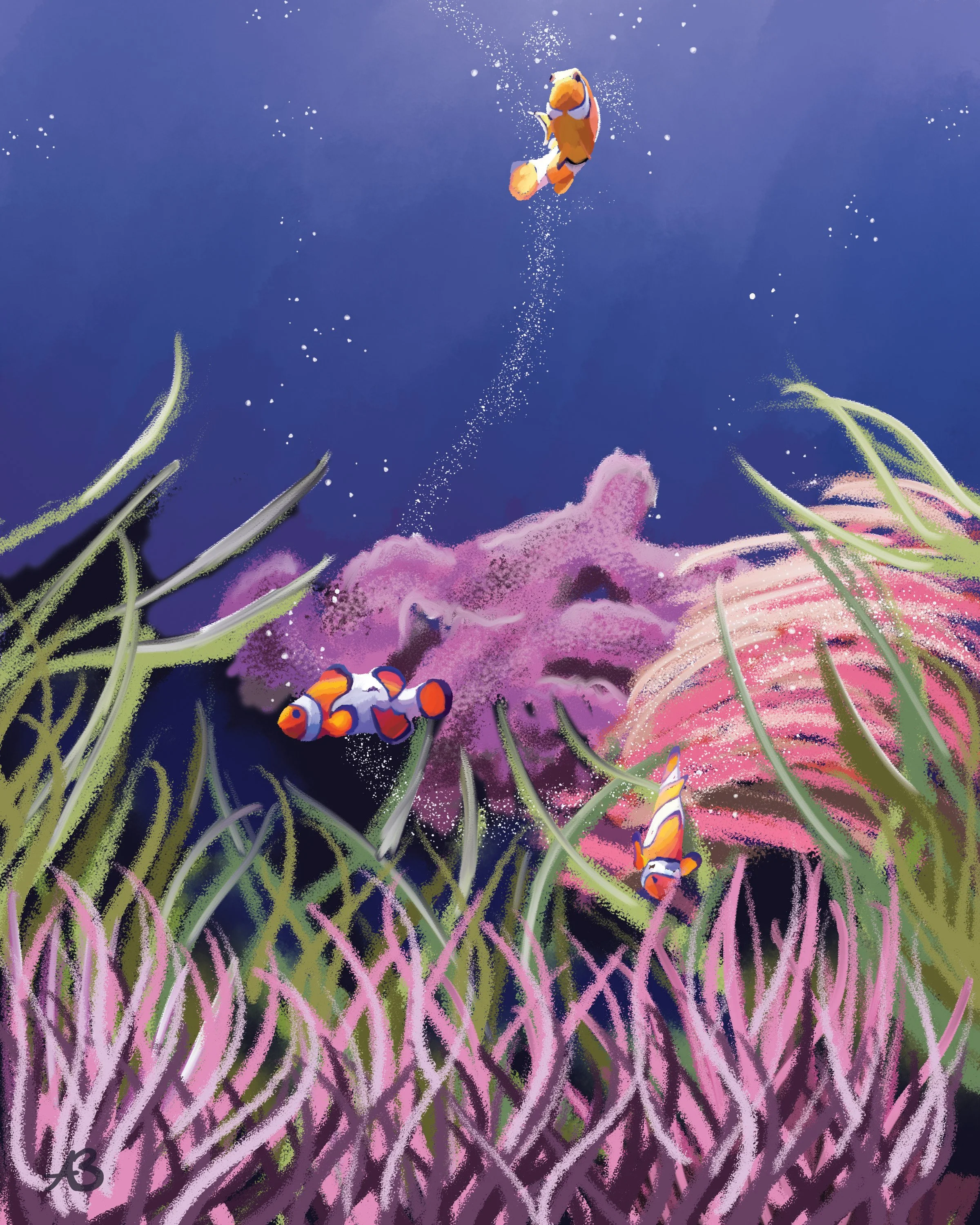 Clownfish Oceanscape Art Print