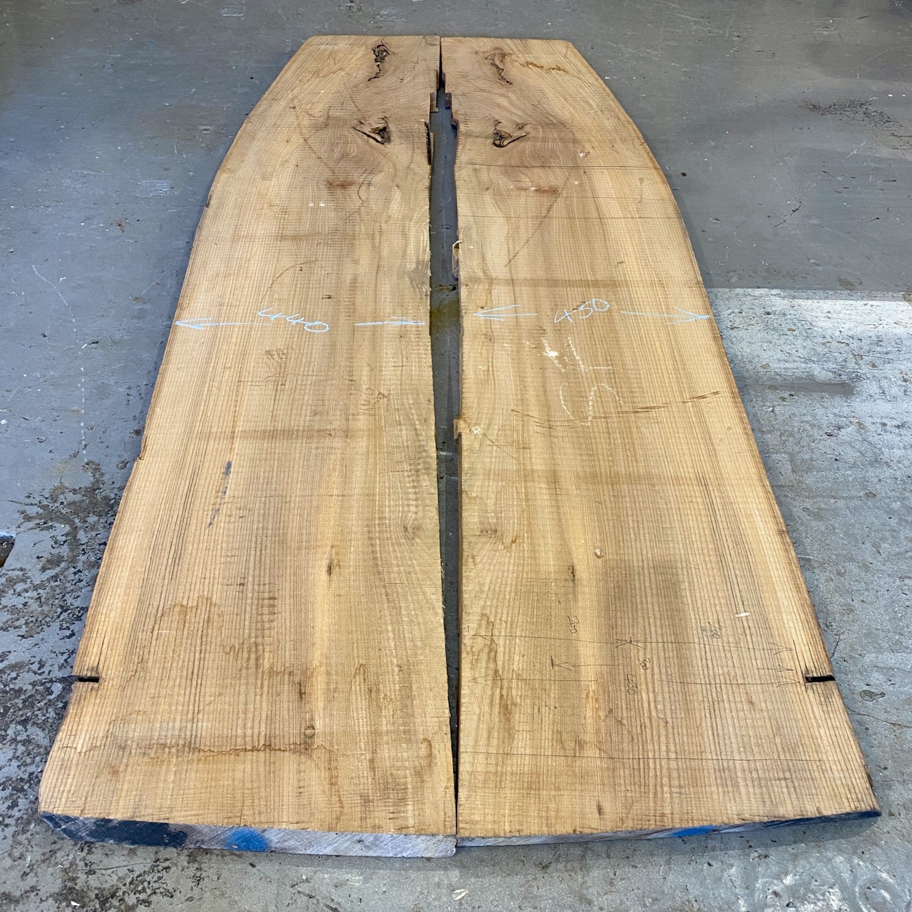 Pair of rough sawn Elm boards