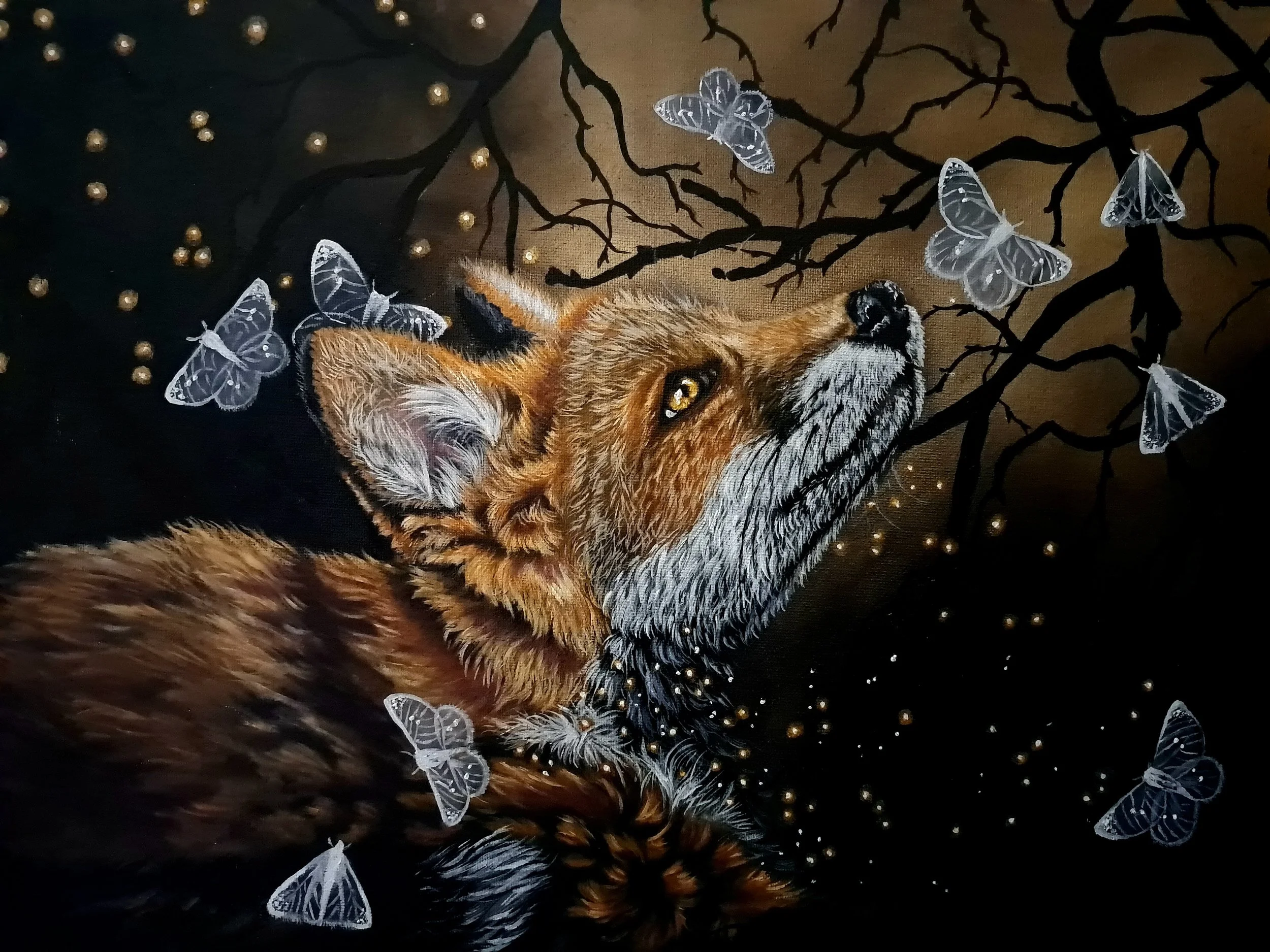 'Playful Embers': Baby Fox in Autumn Enchantment- Limited Edition Art Print