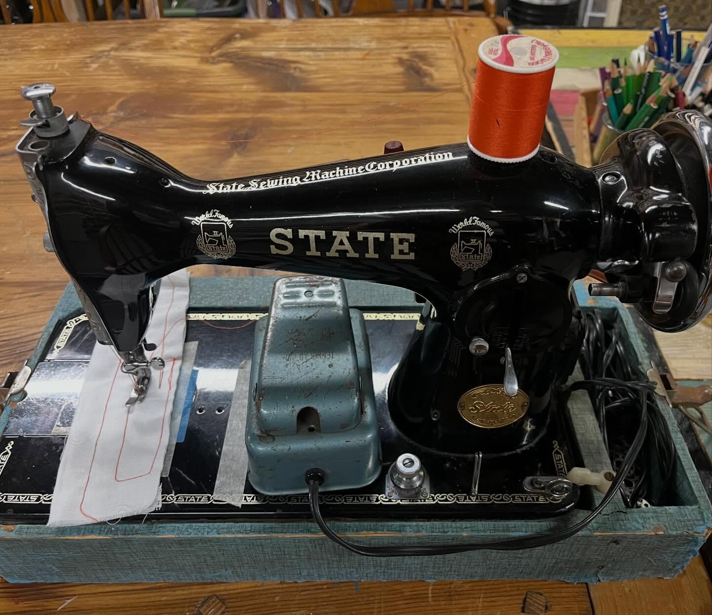 Just in! Vintage State sewing machine. Works well! Straight stitch only. $100