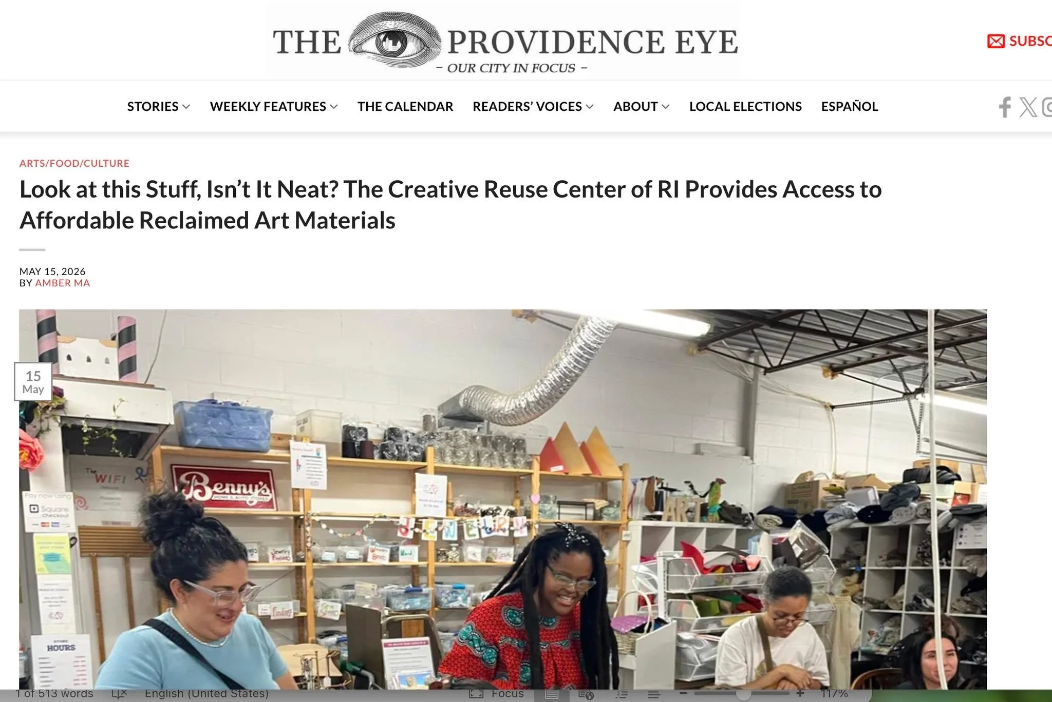 Thank you Amber Ma at the The Providence Eye for writing such a beautiful article about the CRC and our move to Providence in June. We really appreciate you sharing our story!

https://pvdeye.org/creative-reuse-center/