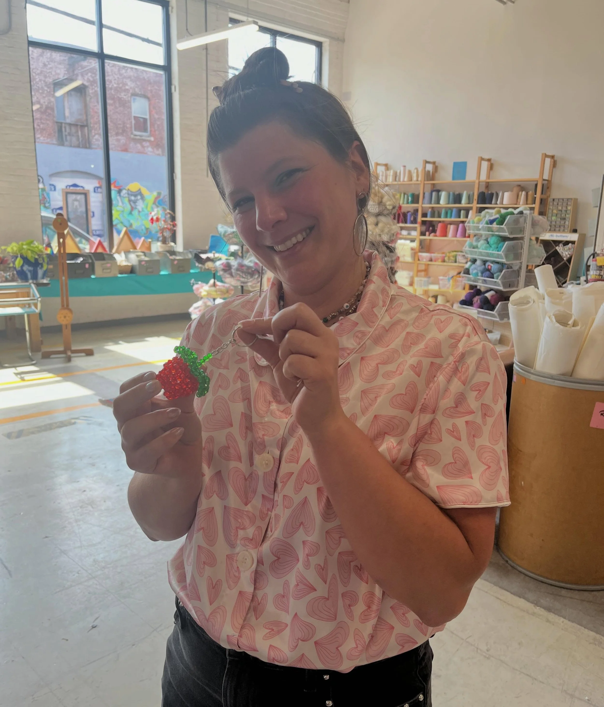 You too can be like this lovely customer and purchase the cutest strawberry keychain. 

Thanks to a new donation, the CRC is overflowing with super cute beads, key chains, and charms.
