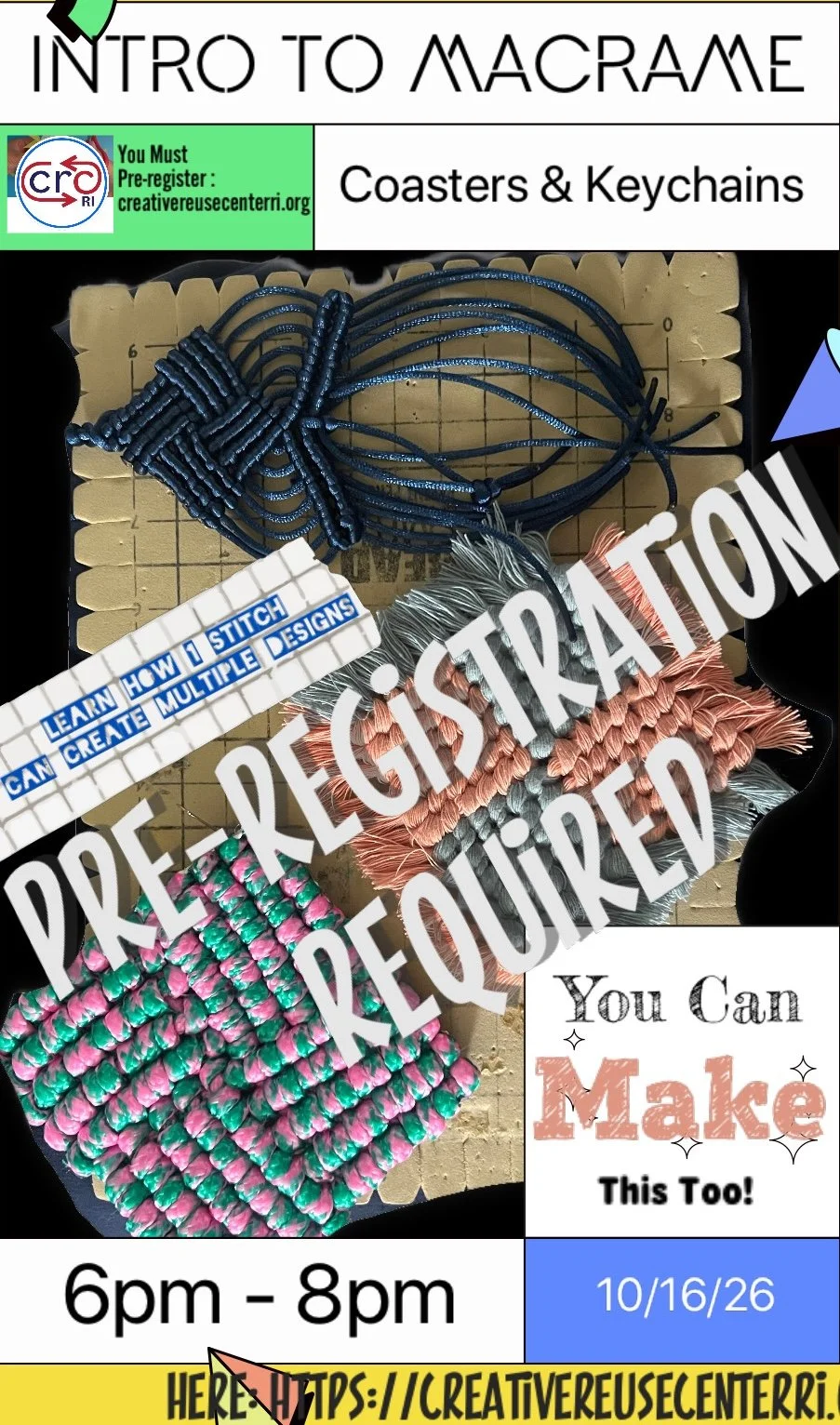Intro to Macrame: Coasters and Keychains with LaRae Rhodes