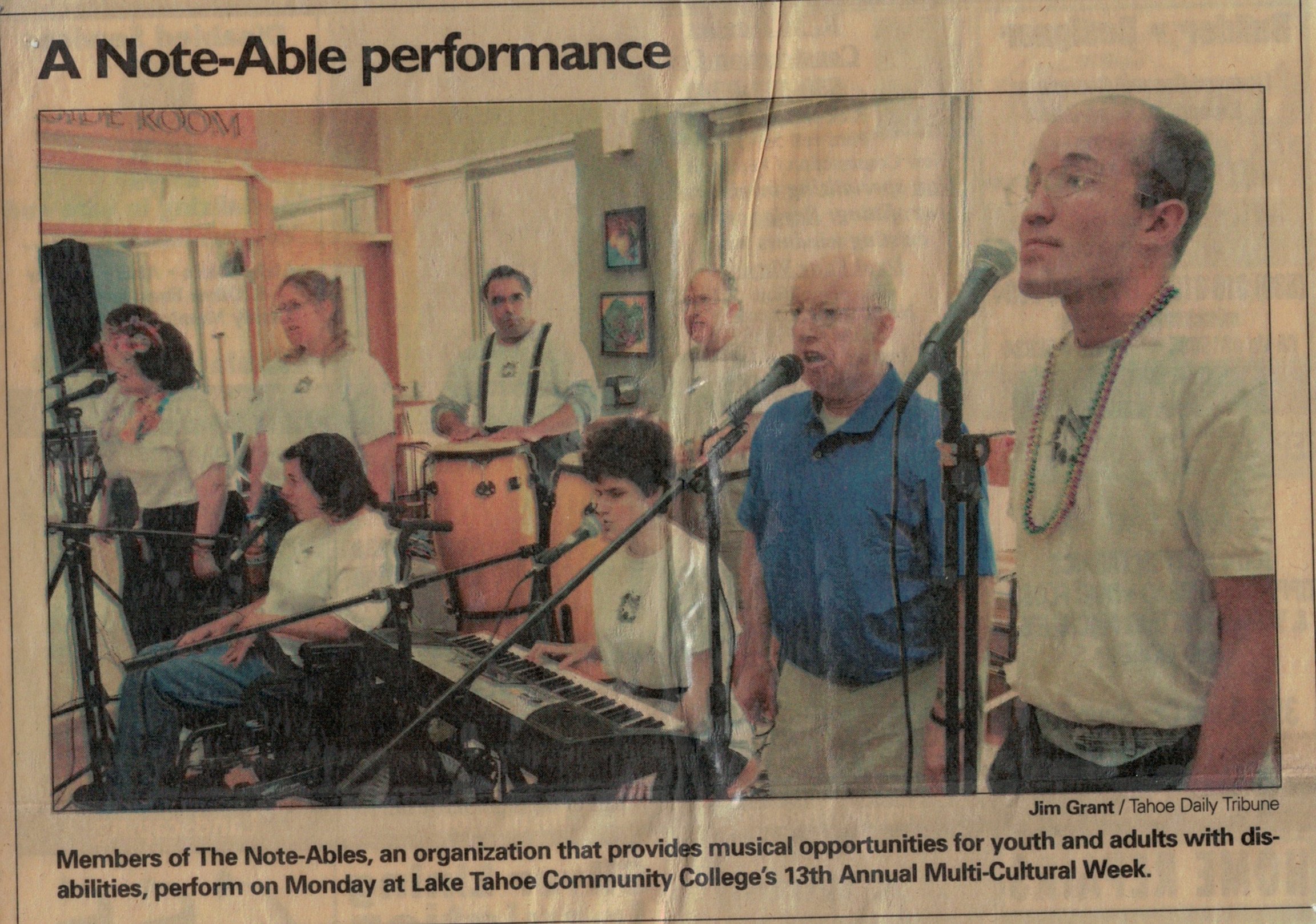 A newspaper cutting of the Note-Ables band performance.