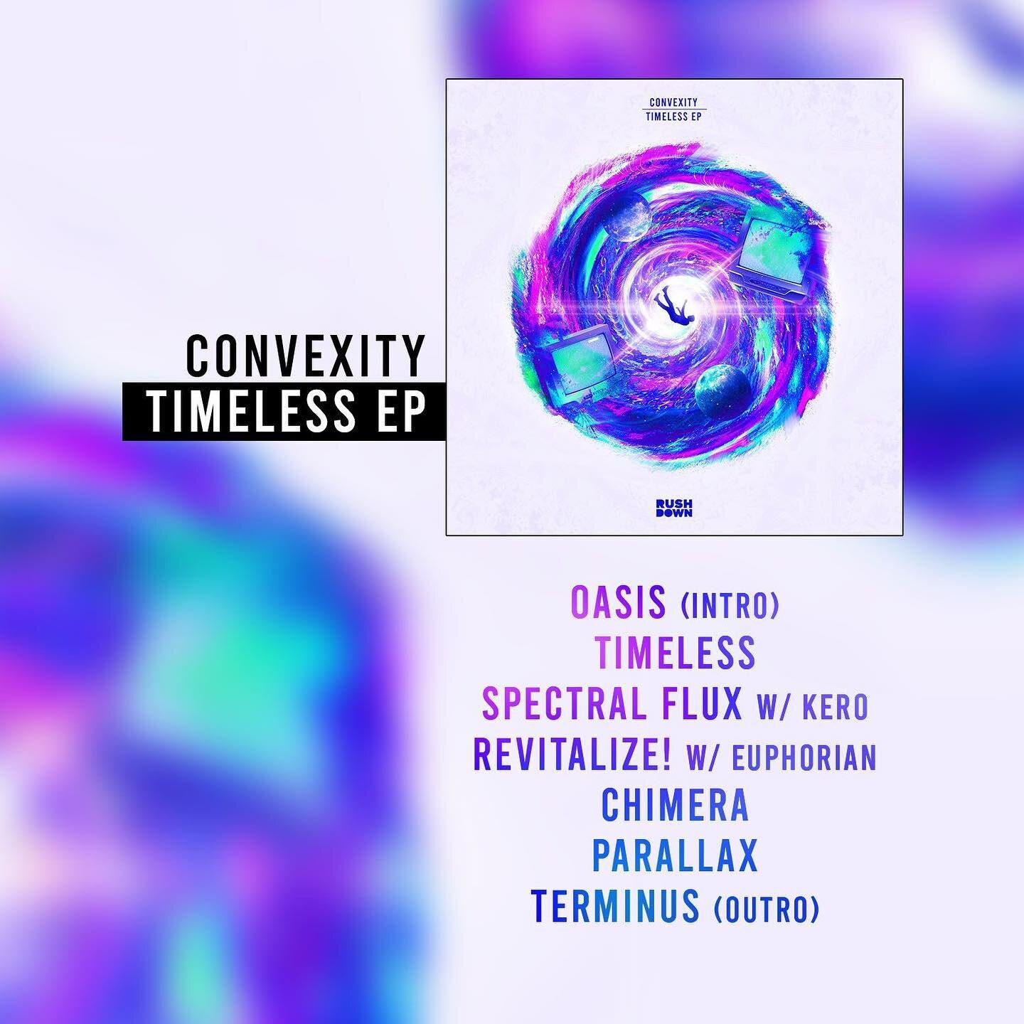 Here&rsquo;s the track list for @convexity_music &lsquo;s Timeless EP!!
Which track are you most excited for?? 
Make sure to pre-save with the link in my bio 📺🪐⏱