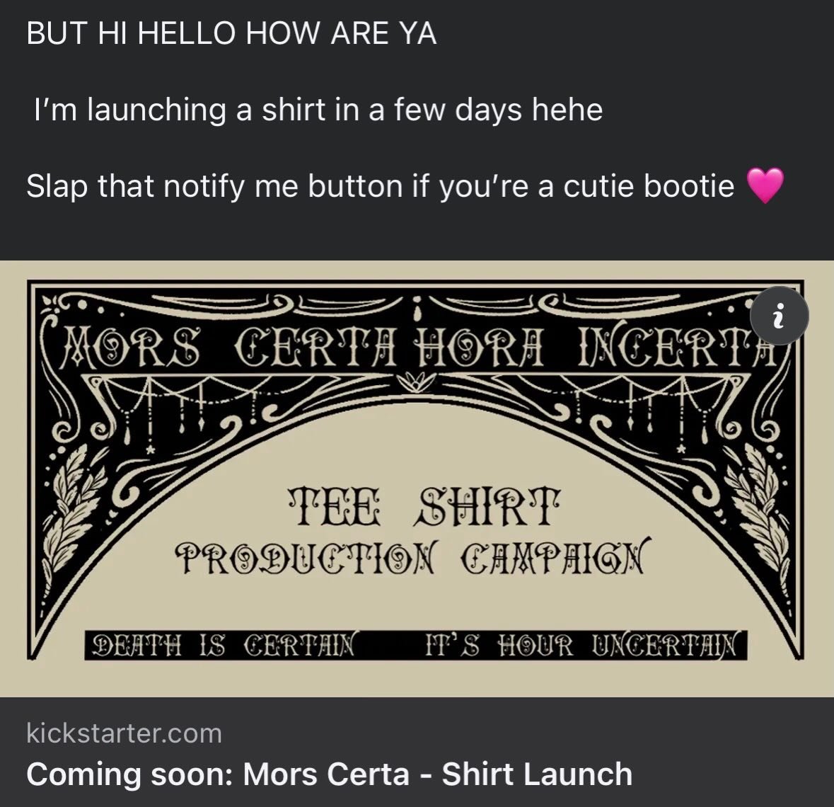 That&rsquo;s right! new shirt launching! 

Link to launch page is in my bio, get notified when I launch in a few days! 
#shirt #morscerta