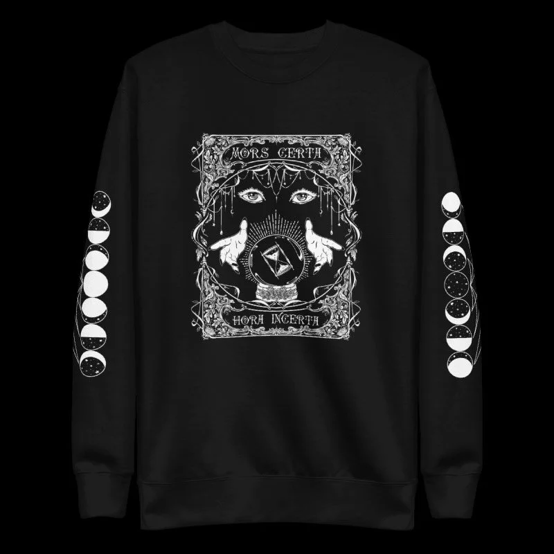 Here are some add on items you can tack on to your pledge if shirts aren&rsquo;t thing! Keep your bones warm in these cute longsleeves and Hoodies! 

#gothapparel #tarot #artistalley