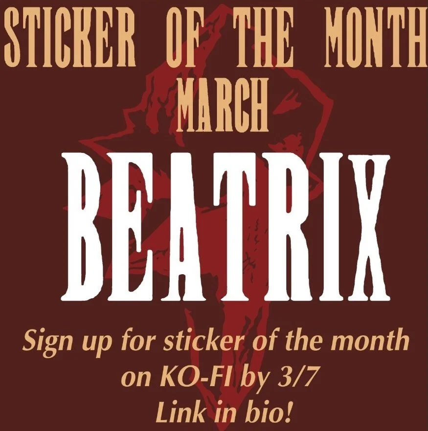 A short detour from kickstarter posting to announce March sticker of the month is the lovely #Beatrix from #FinalFantasy9 ! Head on over to my Ko-Fi for your sticker and print set! 

#stickerclub