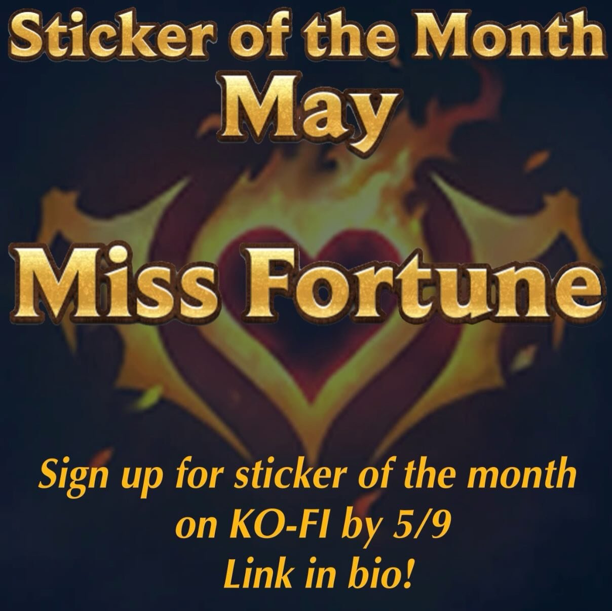 MAY WAIFU OF THE MONTH:
🩷🏴&zwj;☠️Miss Fortune 🏴&zwj;☠️🩷

Set Sail to Ko-Finand sign up for my sticker of the month club and grab your fave ADC today!

#leagueoflegends #missfortune #ruinedmissfortune