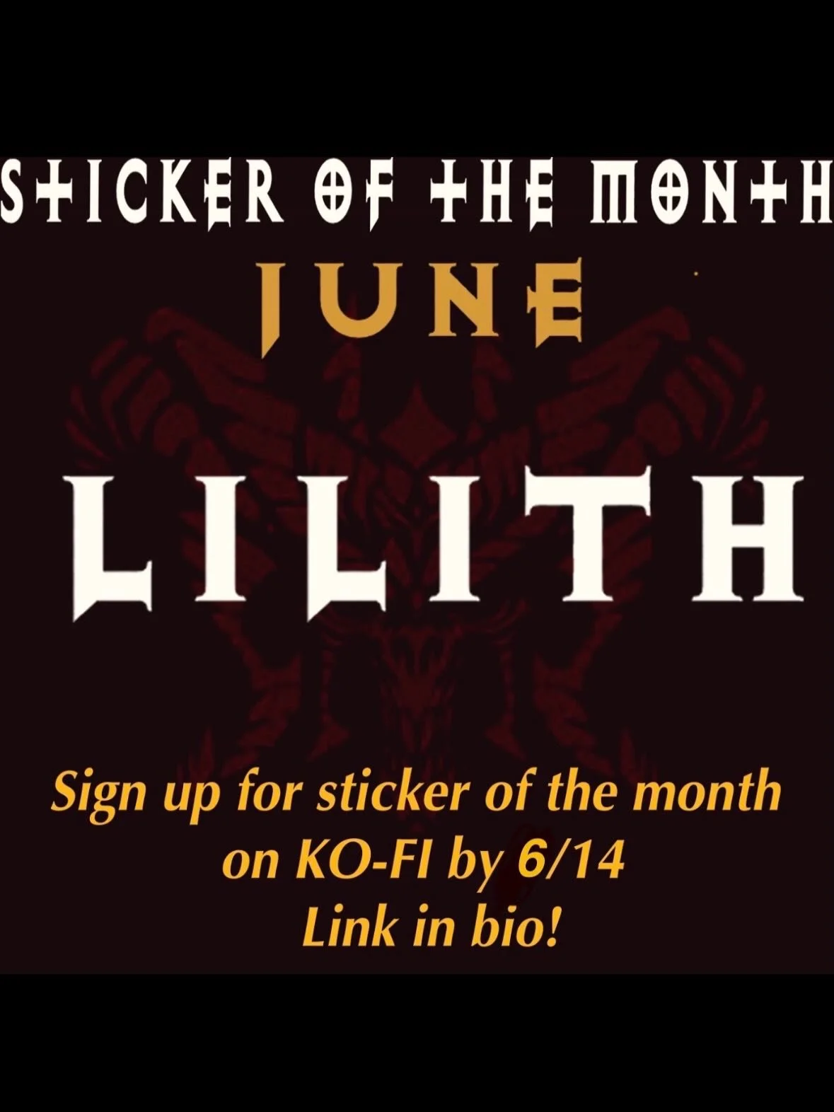 Wheel of Waifu has chosen!
Lilith, Queen of the Succubi is our Sticker / Print of the Month!!
#lilith #lilithdiablo #diablo4
