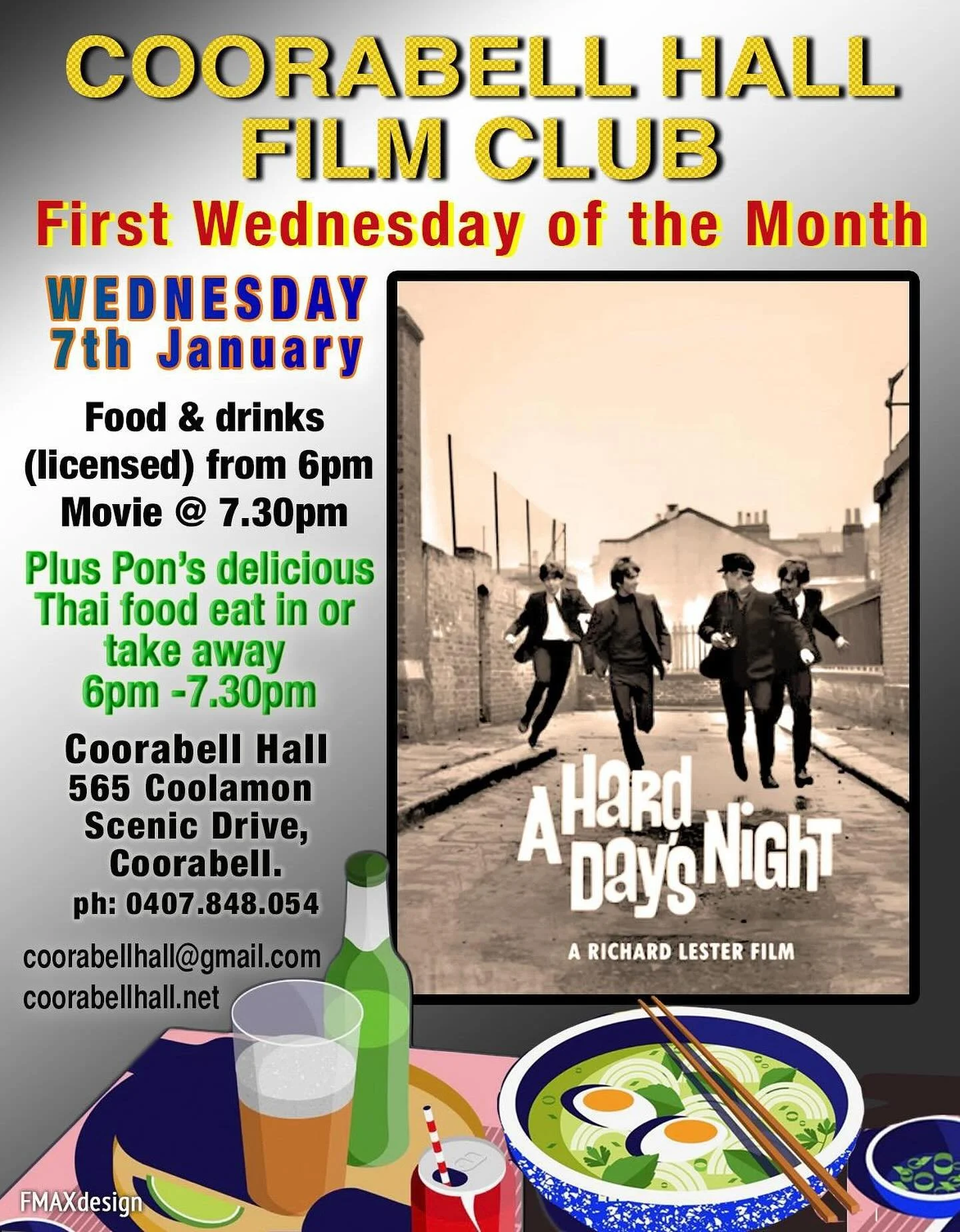 This coming Wednesday !! Pon&rsquo;s Thai, The Beatles, the big screen, great views, bar open. What more could you ask for!!