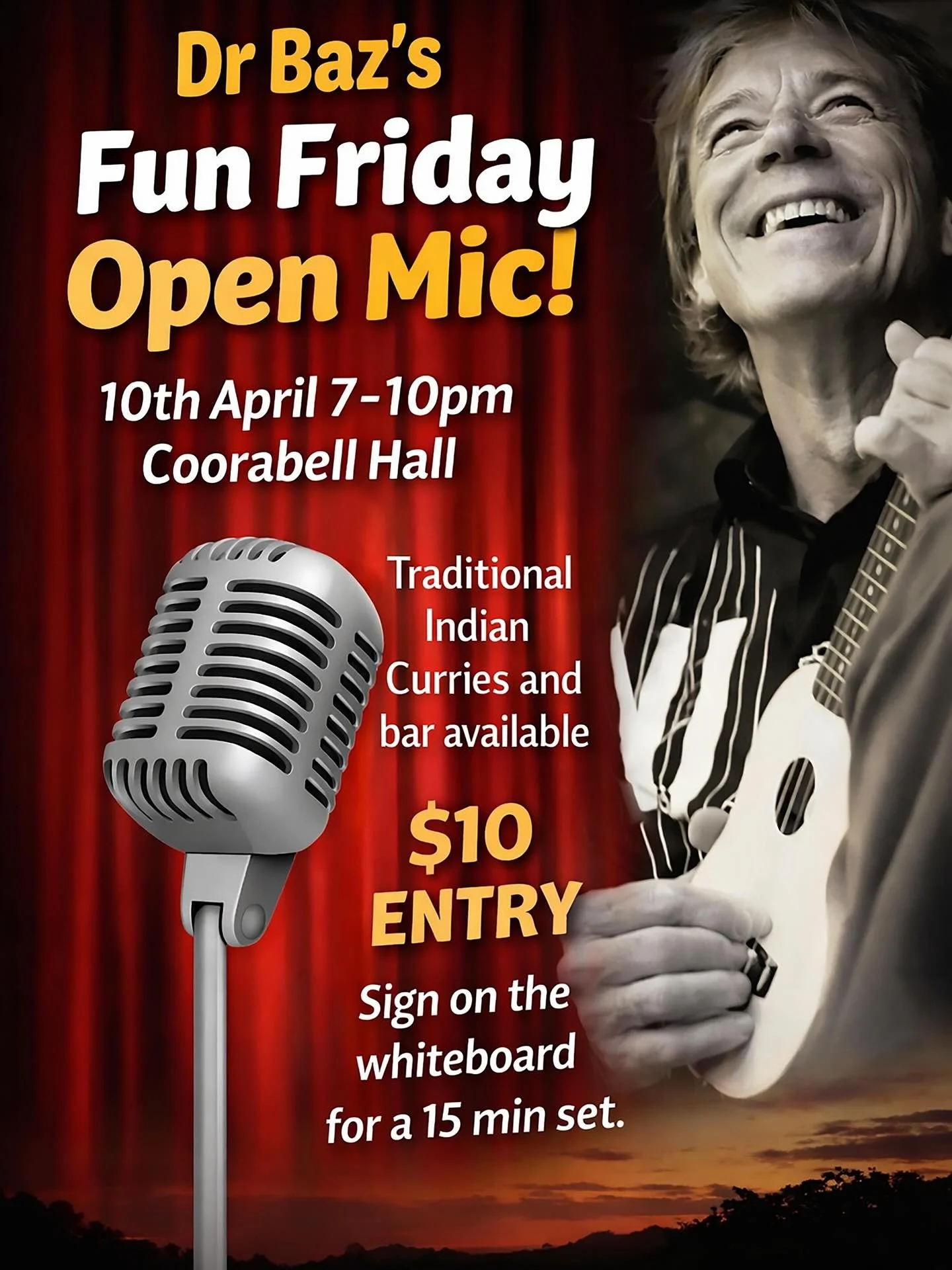 This Friday 10/4 Open Mic with Dr Baz.  Sign up from 7.00 for a 7.30 start