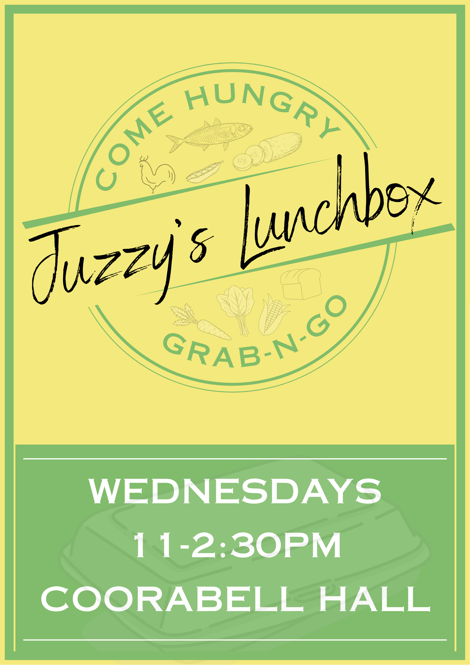 Juzzy's Lunchbox at Coorabell Hall Wednesdays 11-2:30PM