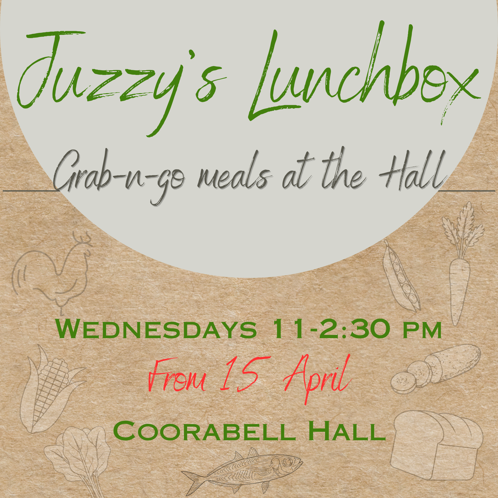 Juzzy's Lunchbox - Grab-n-go meals at Coorabell Hall every Wednesday 11-2:30PM