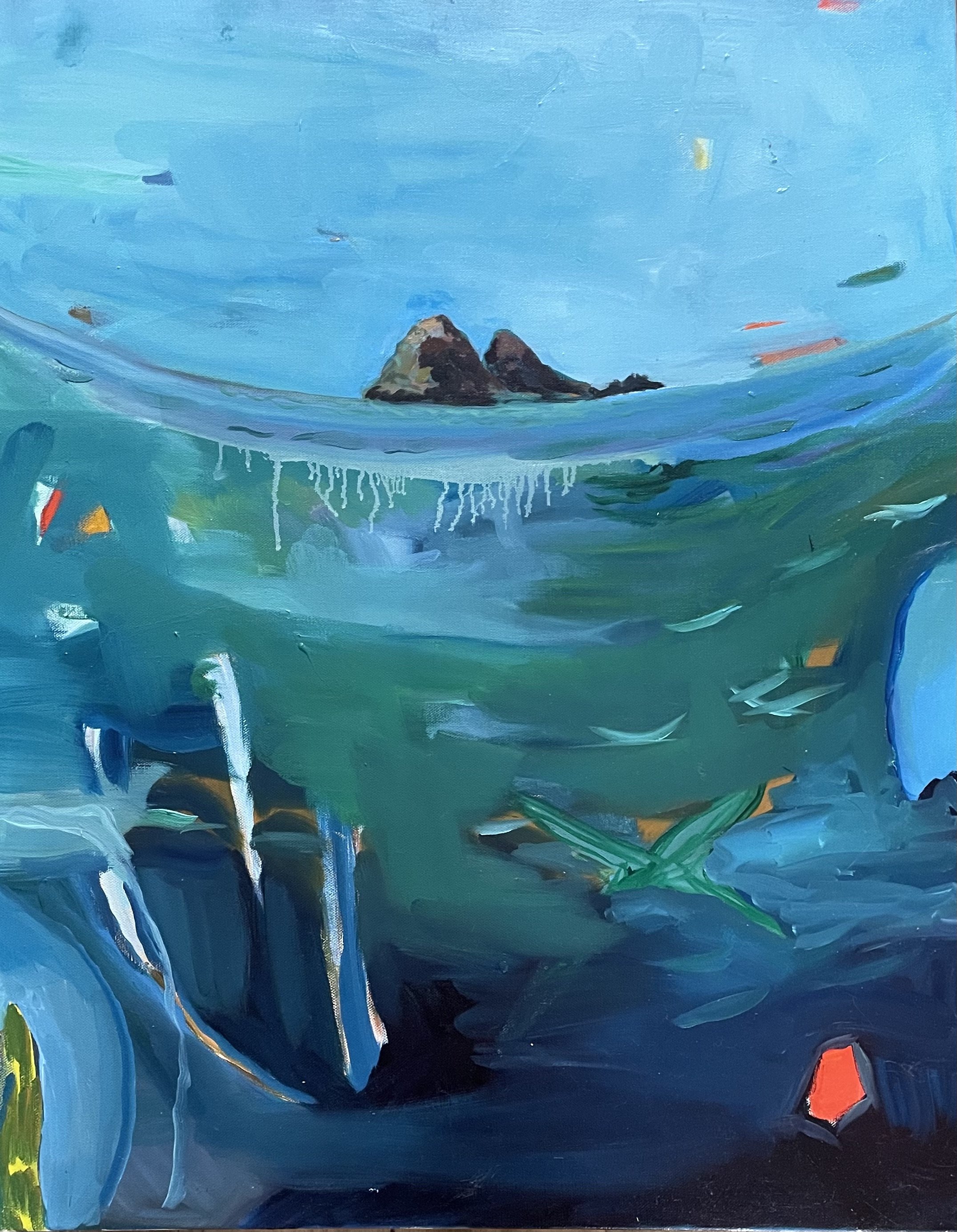 Caz Coffey, Ocean 2, oil on canvas. 61 x76 cm. $600 .