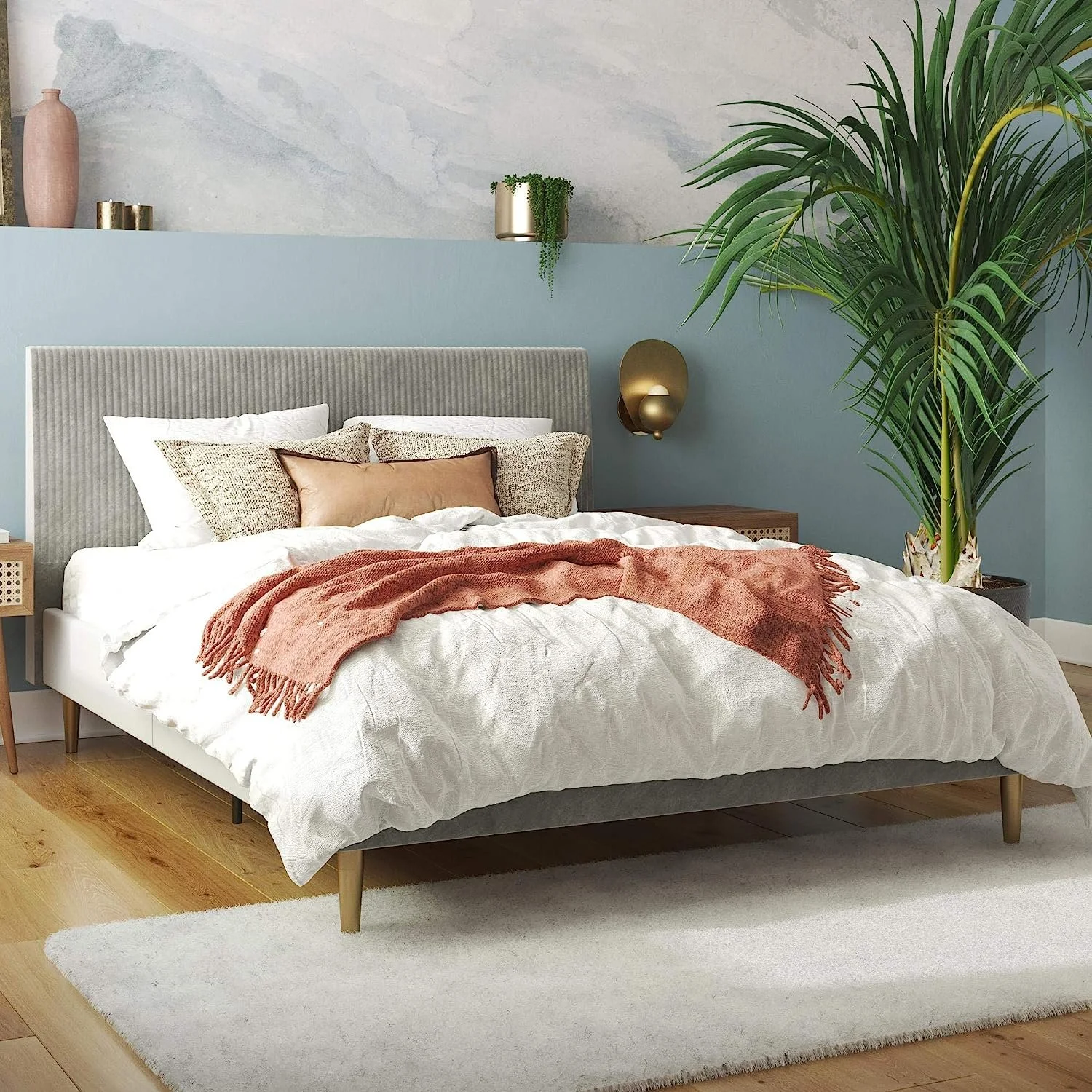 Mr. Kate Daphne Upholstered Headboard and Modern Platform Frame Bed