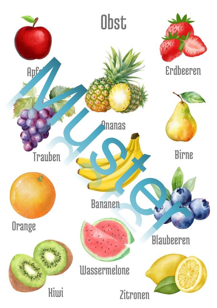 Kinder-Lernposter Montessori Obst