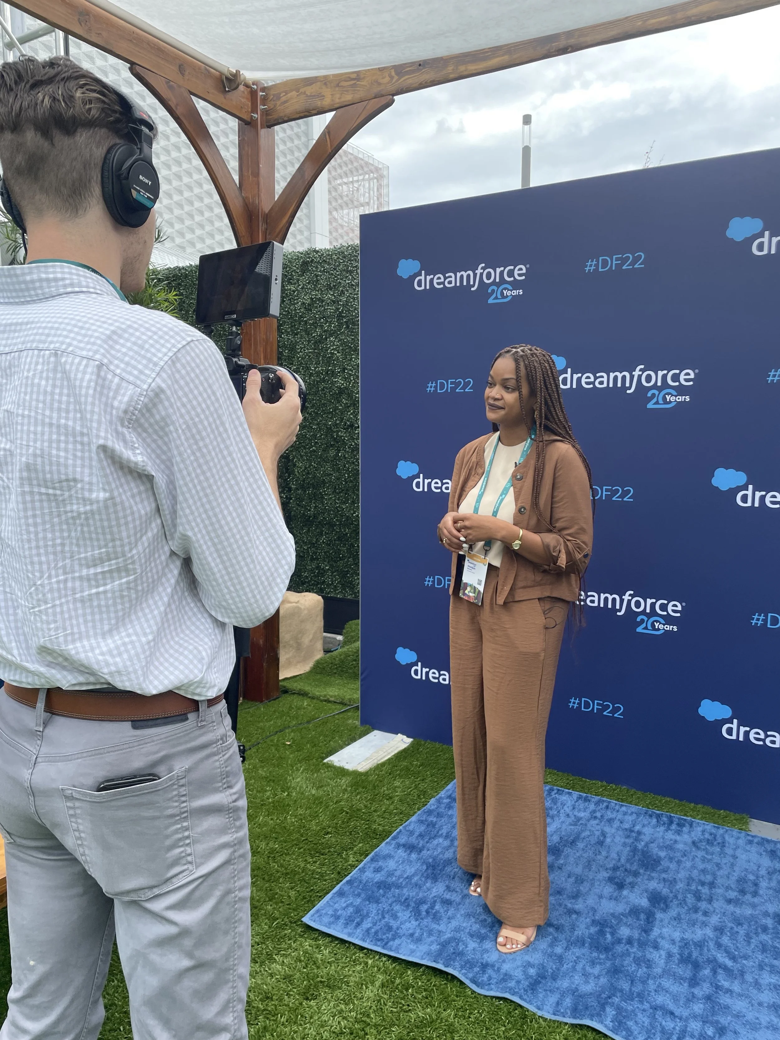Khadijah Robinson on the blue carpet at Salesforce's Dreamforce Conference