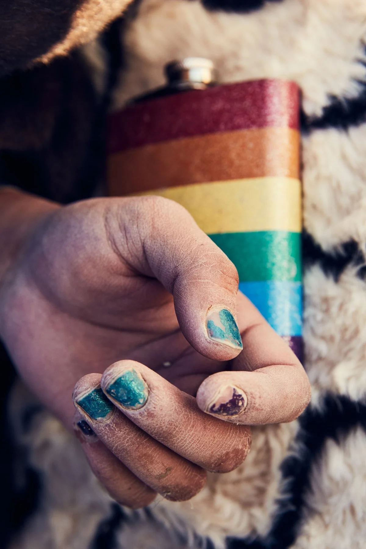 Burning Man 2018 Rainbow Nails Flask