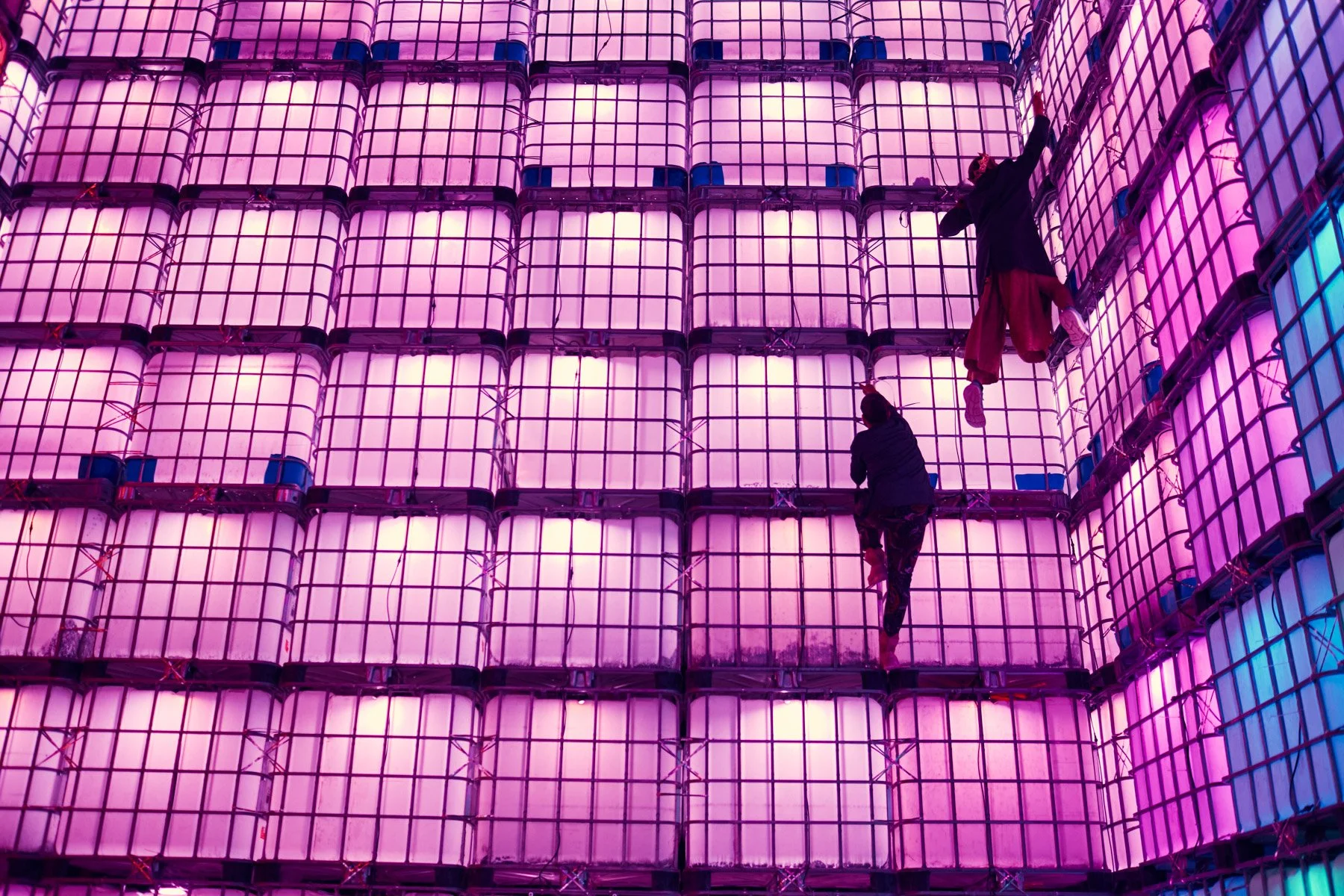 Burning Man 2023 Bit Cube Colin O'Donnell Climbing Glowing