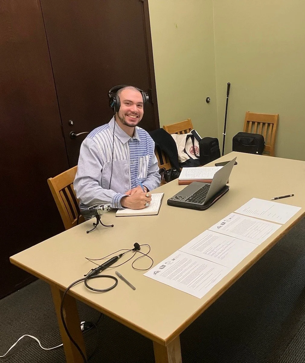 marco farroni leonardo sets up for an interview