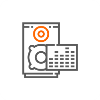Data backup icon with hard drive and database symbol