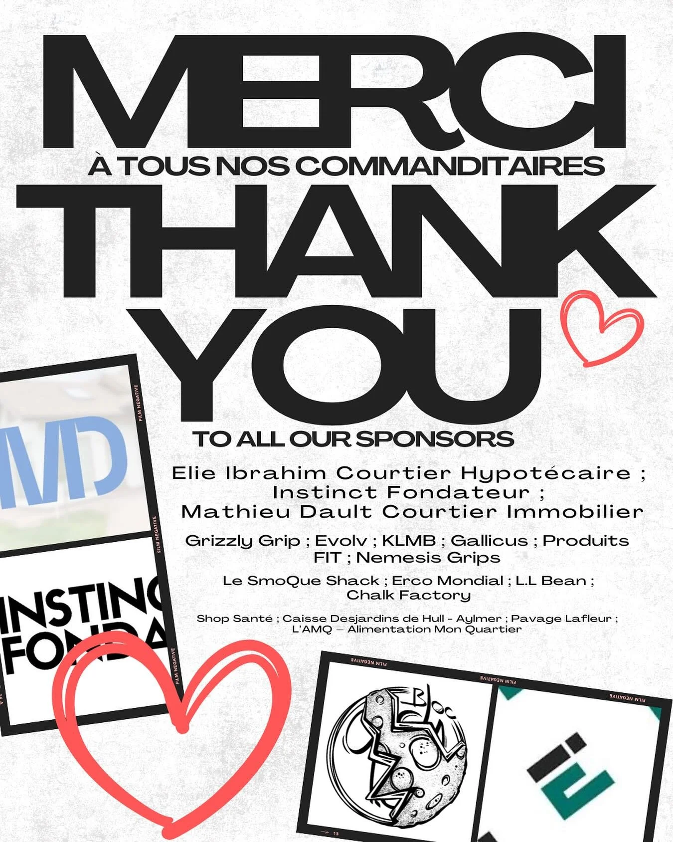 Un &eacute;norme merci &agrave; tous nos commenditaires! 🫶